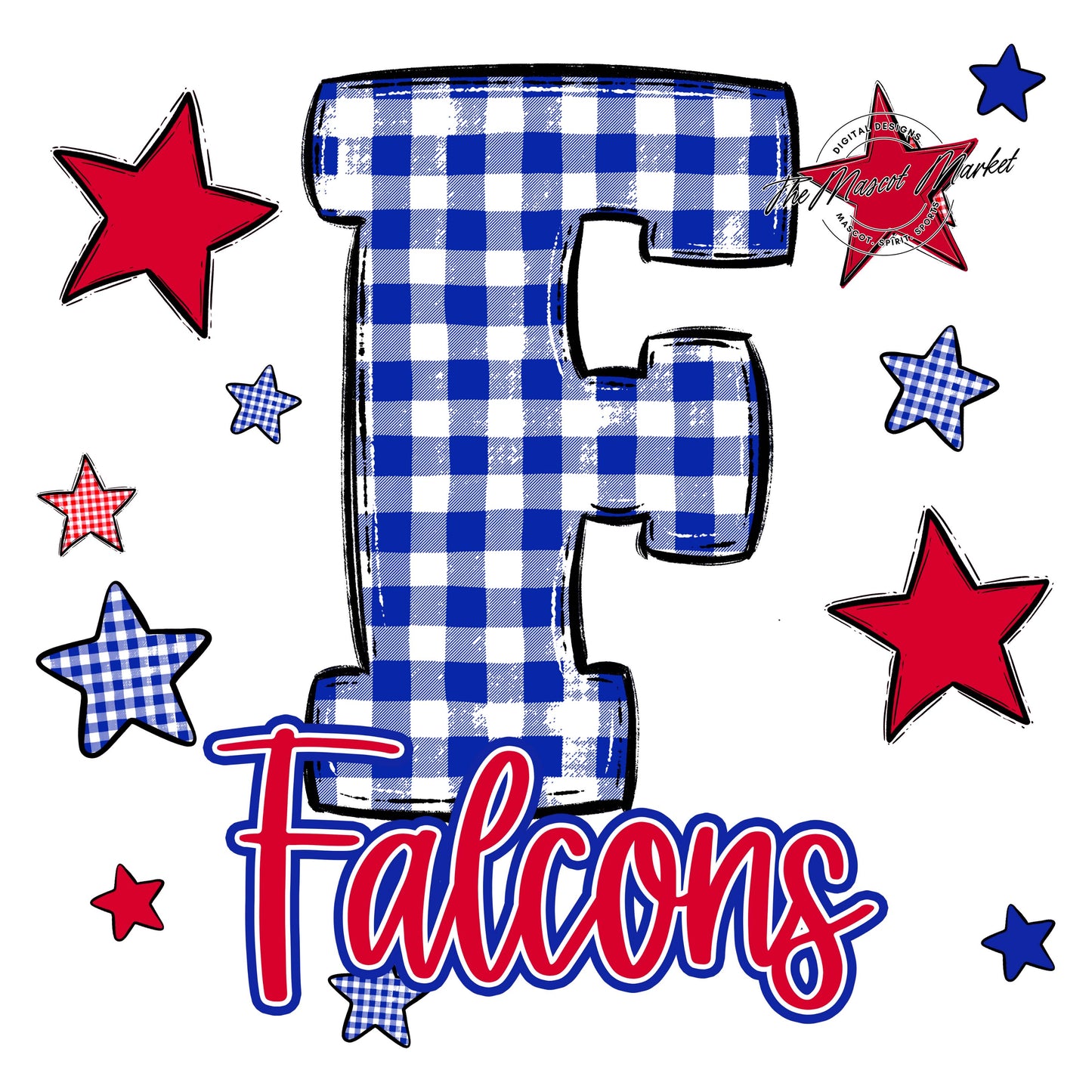 Falcons Plaid Star Design-Royal Blue & Red