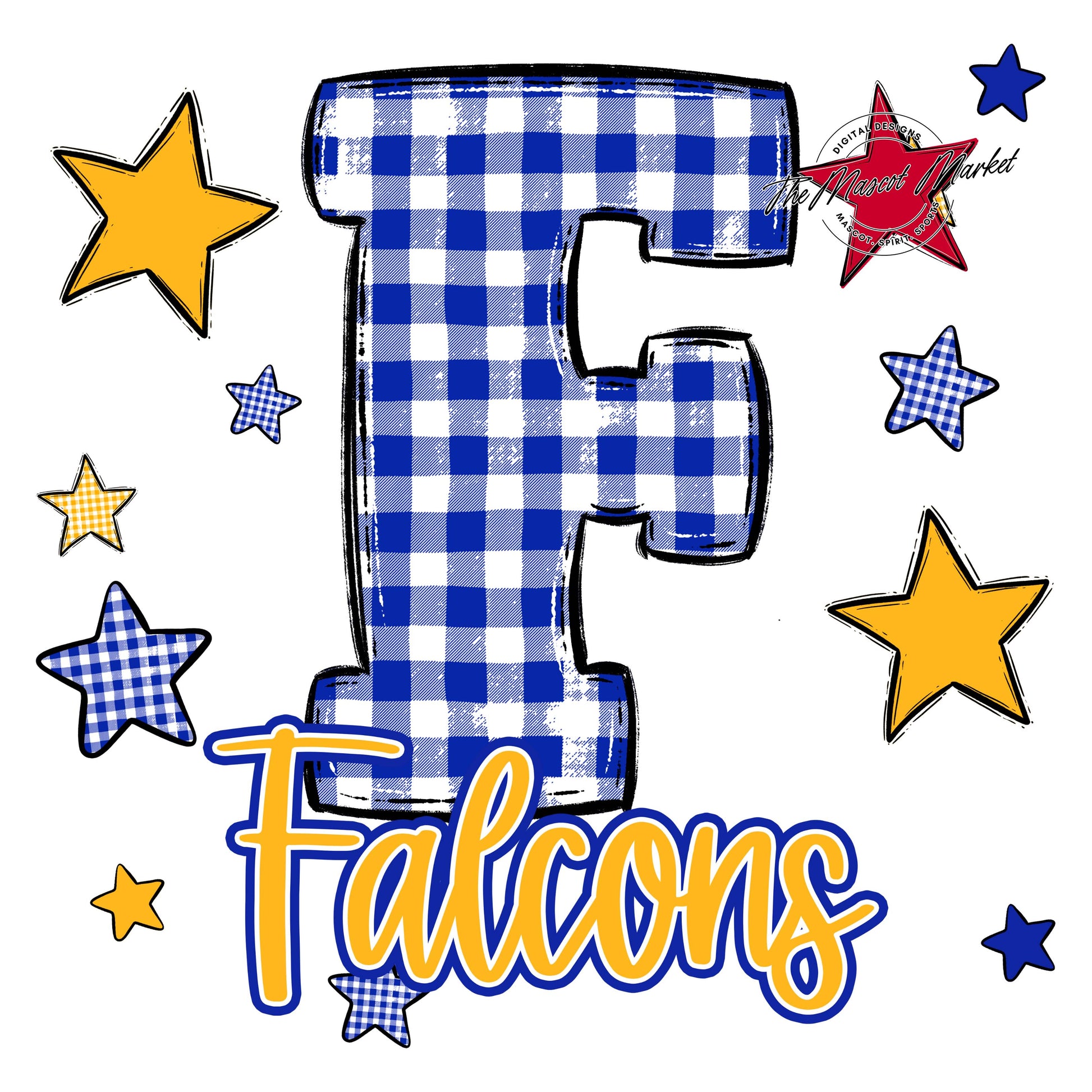 Falcons Plaid Star Design-Royal Blue & Yellow
