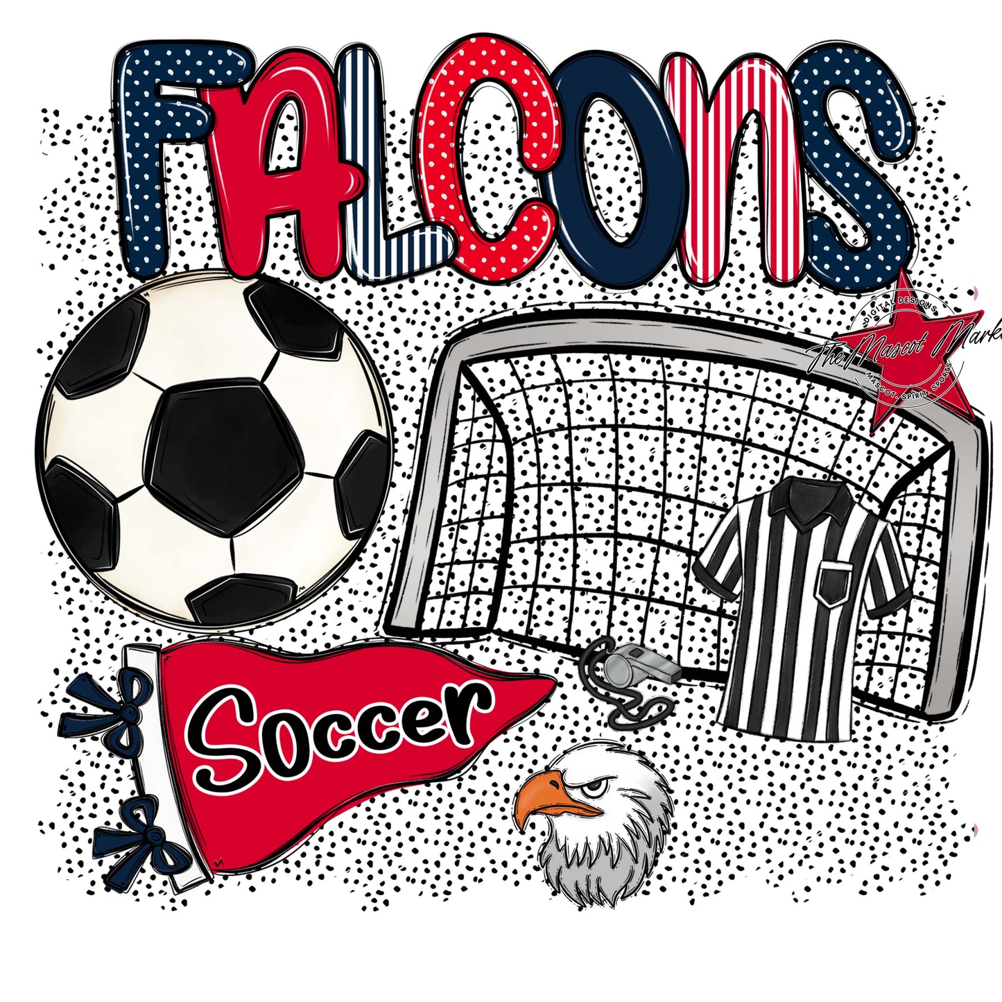 Falcons Soccer Spirit-Navy & Red
