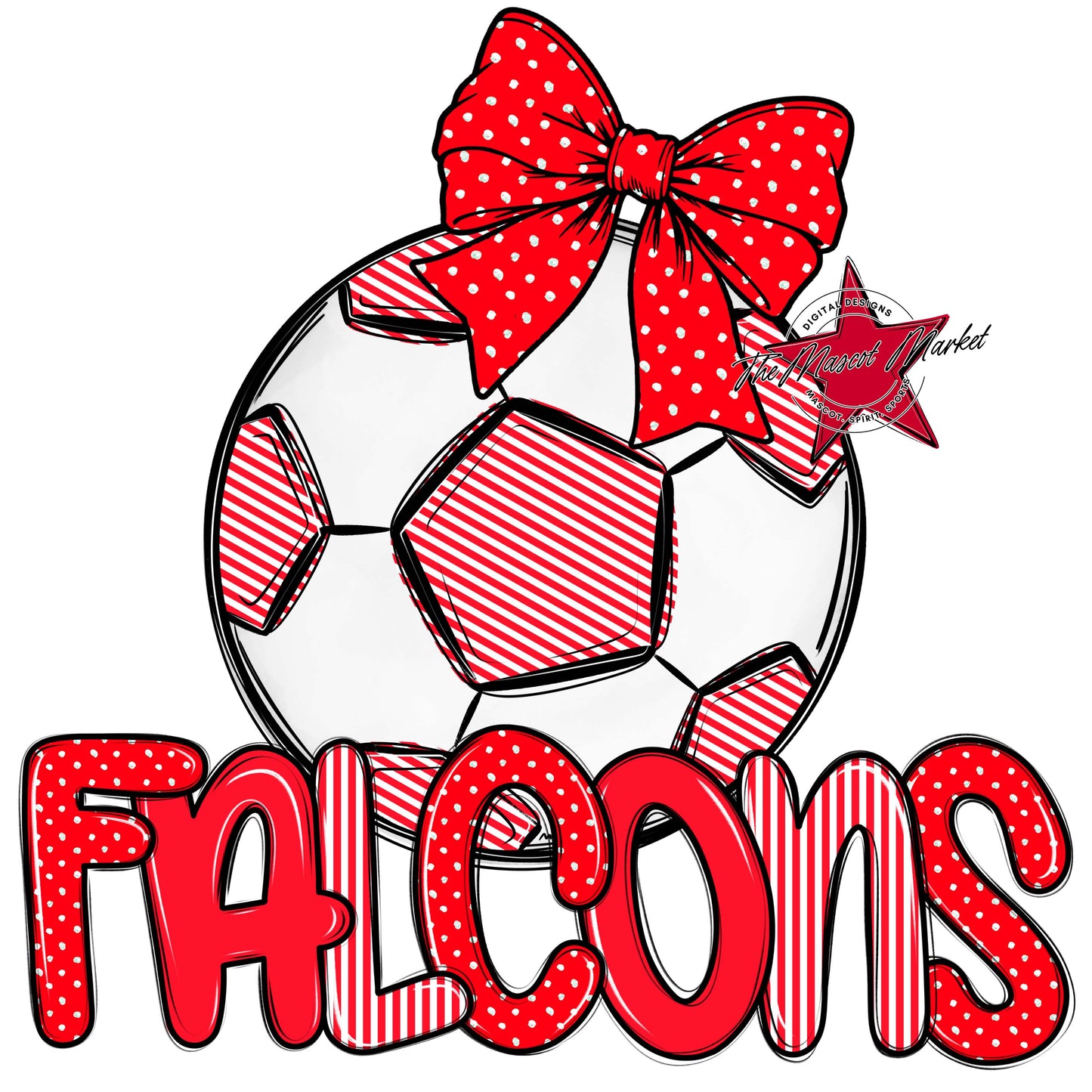 Falcons Soccer Spirit Design-Bright Red