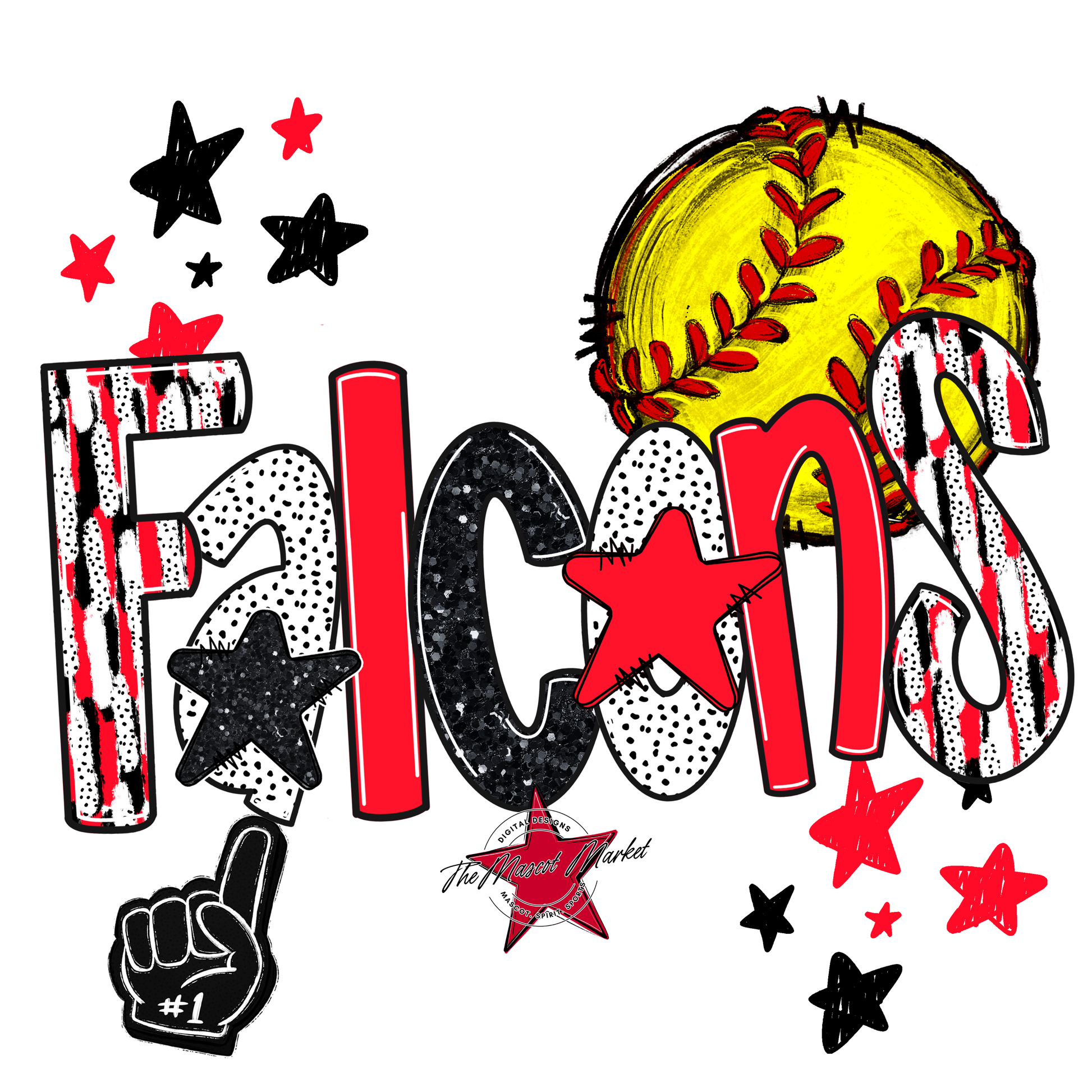 Falcons Softball Scrape-Bright Red