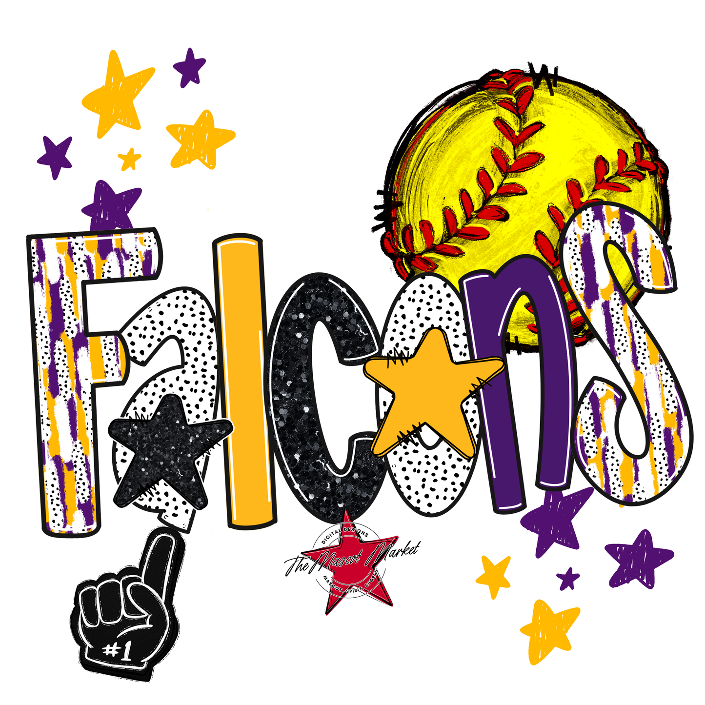 Falcons Softball Scrape-Purple-Yellow