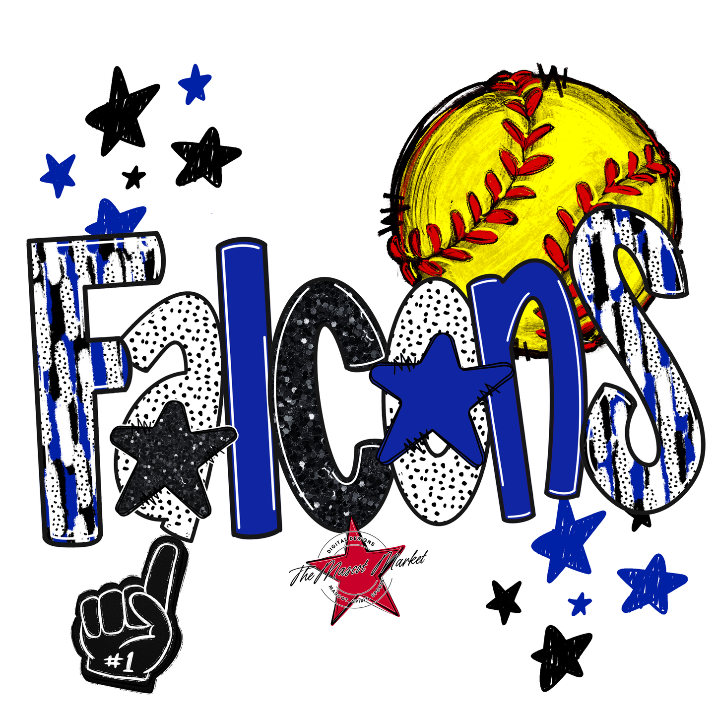 Falcons Softball Scrape-Royal Blue