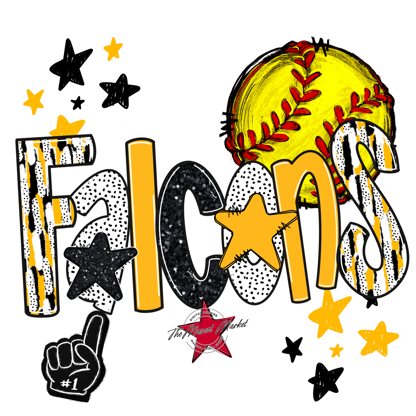 Falcons Softball Scrape-Yellow