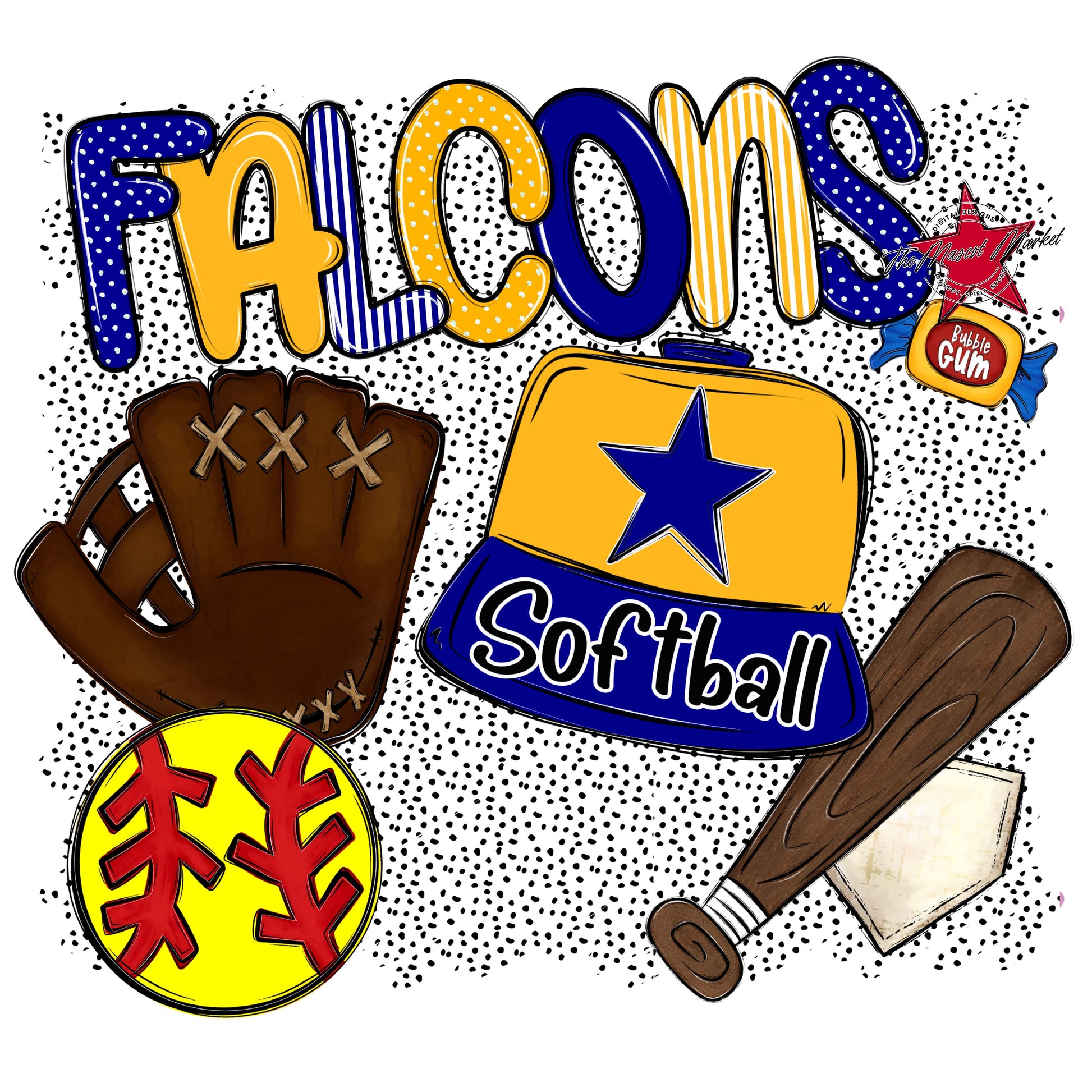 Falcons Softball Spirit-Blue & Yellow