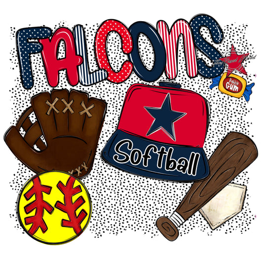 Falcons Softball Spirit-Navy & Red