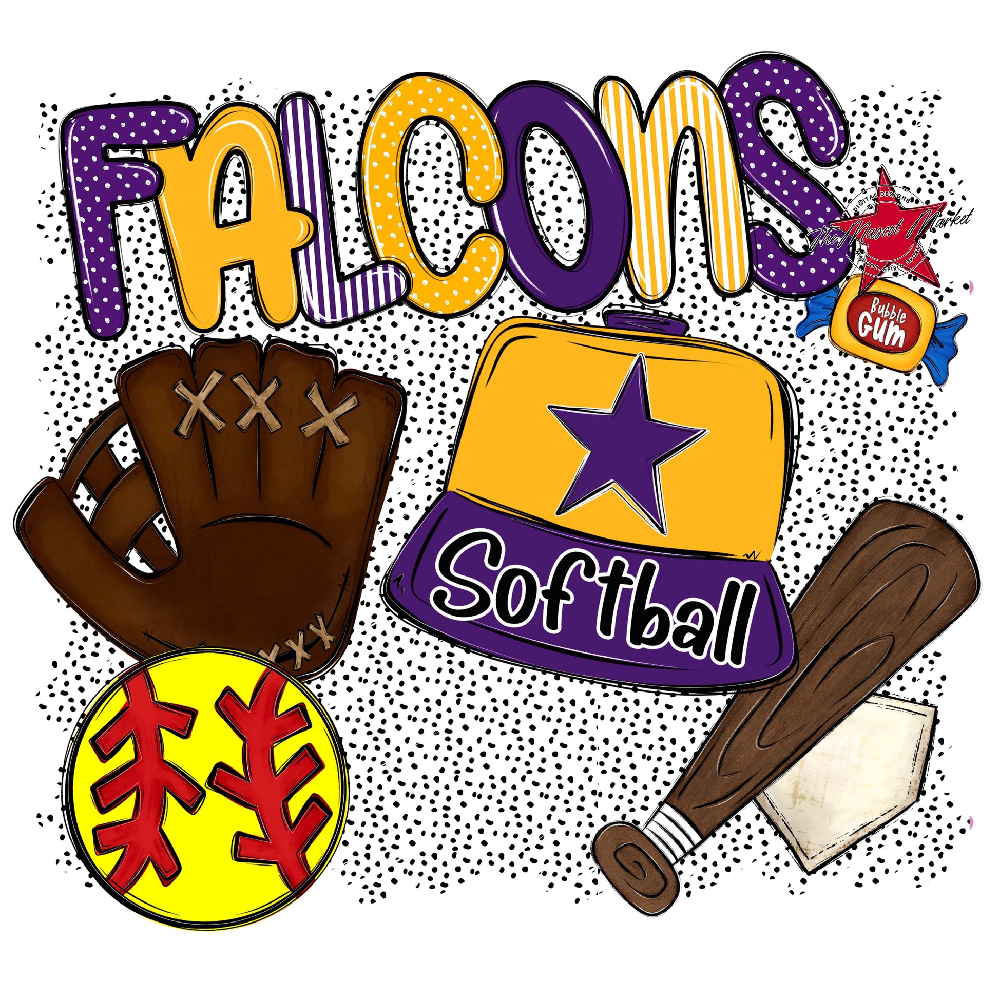 Falcons Softball Spirit-Purple & Yellow