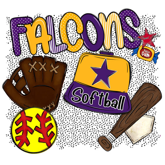 Falcons Softball Spirit-Purple & Yellow