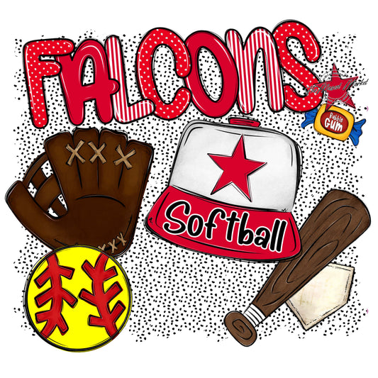 Falcons Softball Spirit-Red