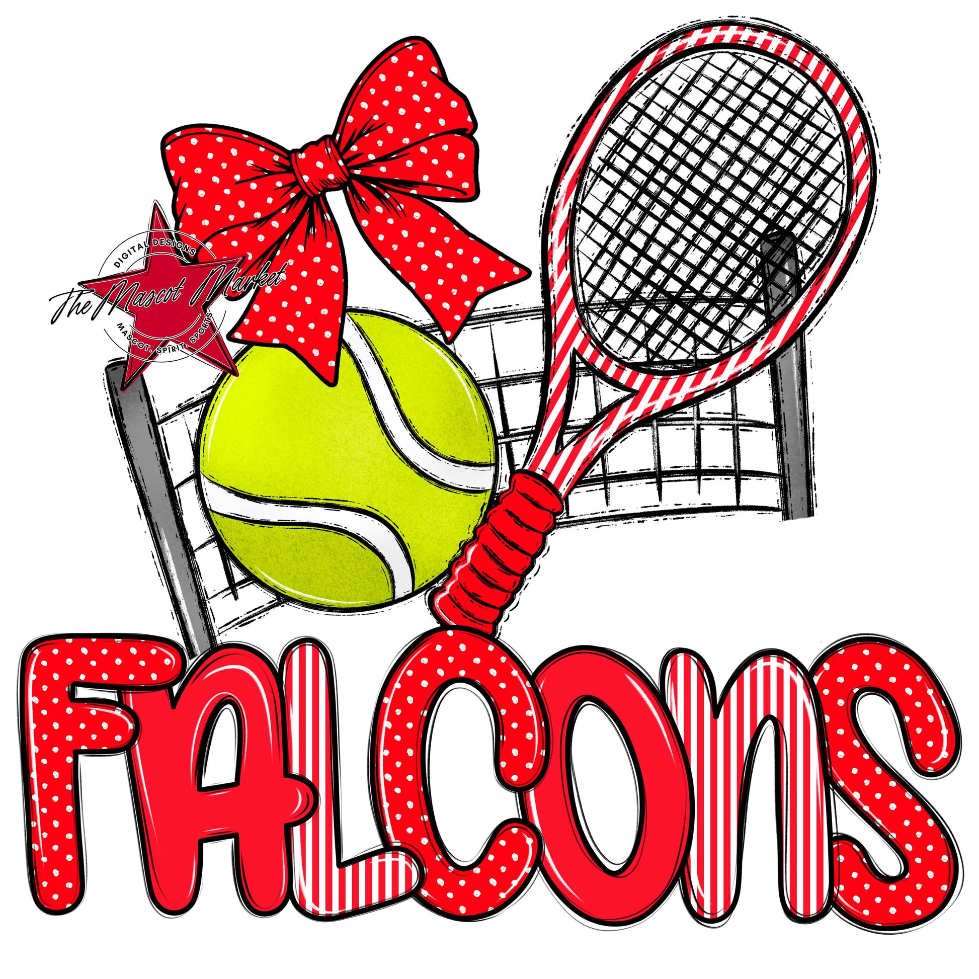 Falcons Tennis Spirit Design-Bright Red