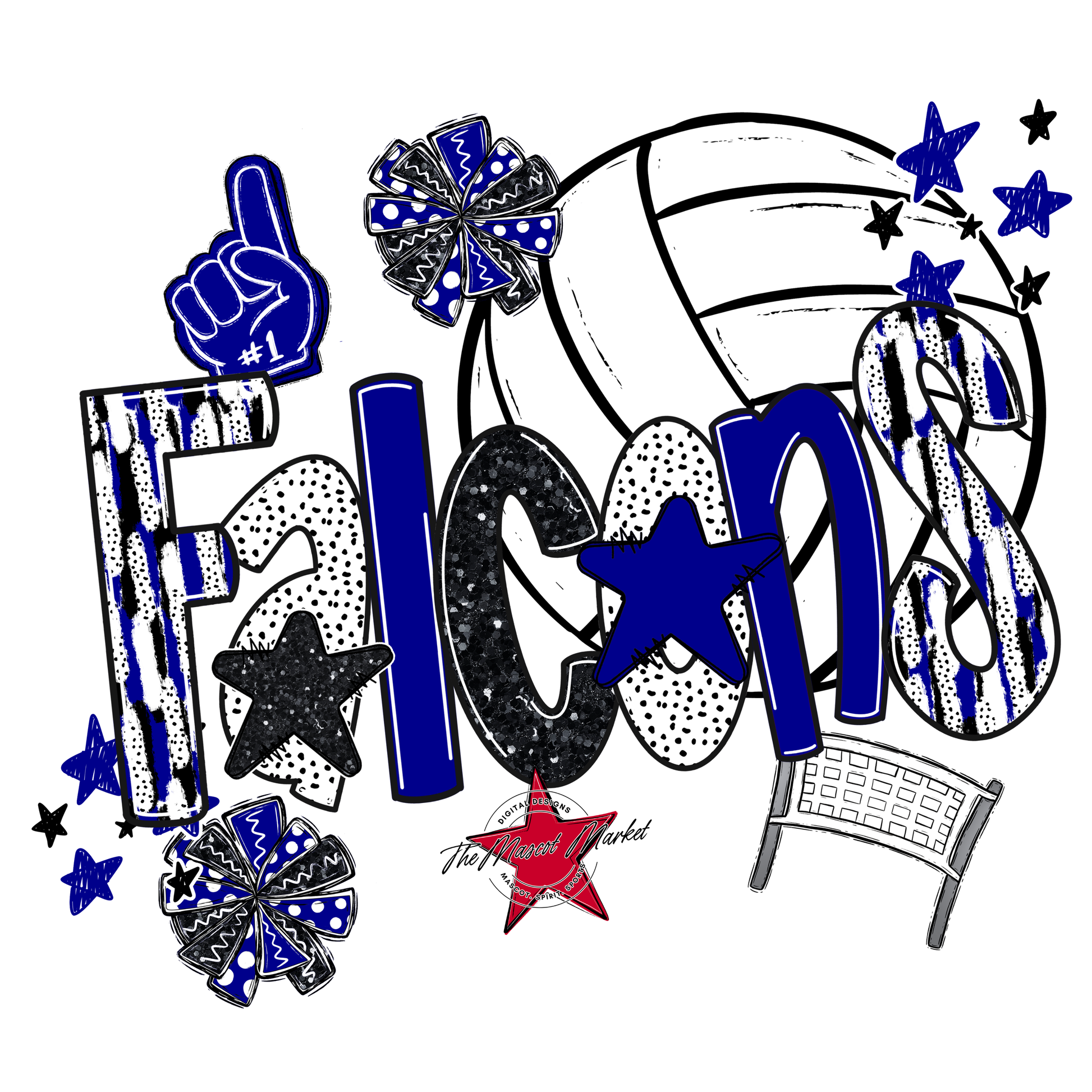 Falcons Volleyball Scrape-Blue