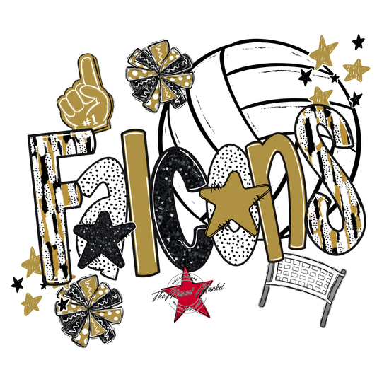 Falcons Volleyball Scrape-Gold