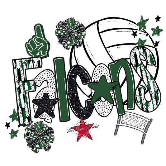 Falcons Volleyball Scrape-Green