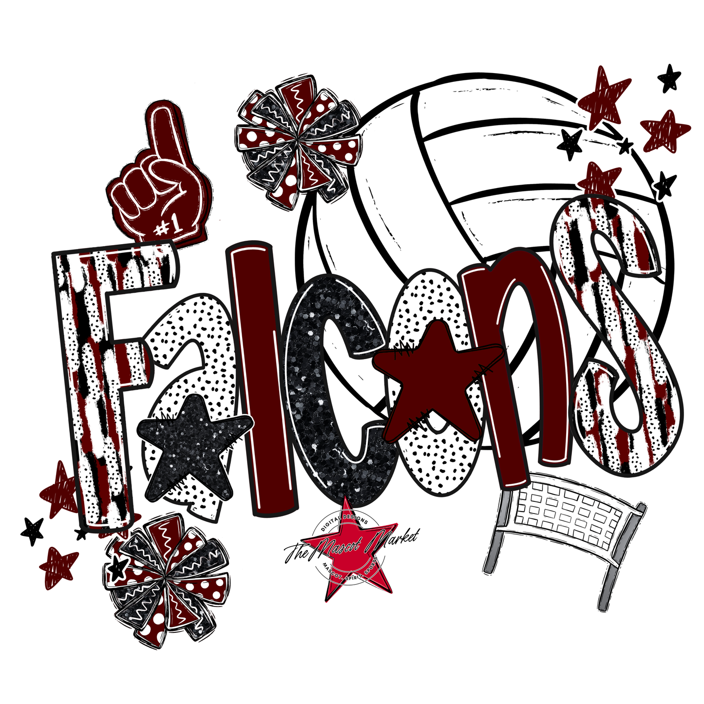 Falcons Volleyball Scrape-Maroon