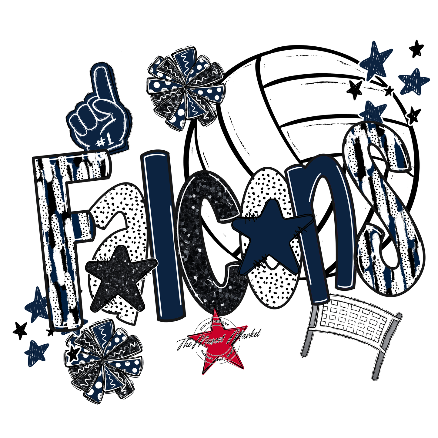 Falcons Volleyball Scrape-Navy