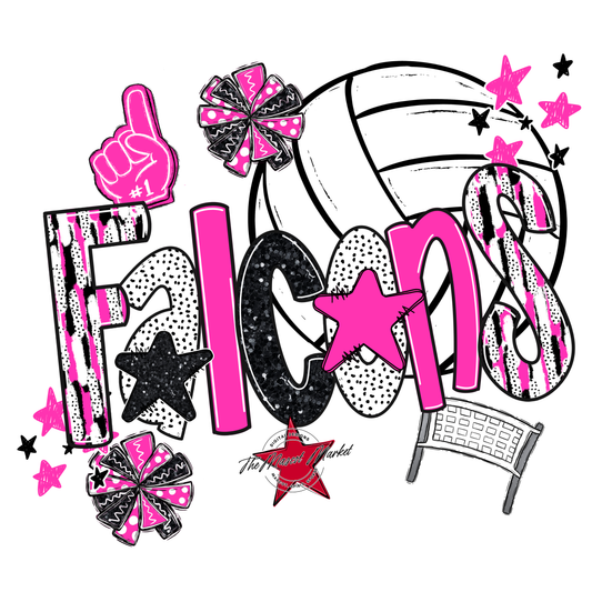 Falcons Volleyball Scrape-Pink