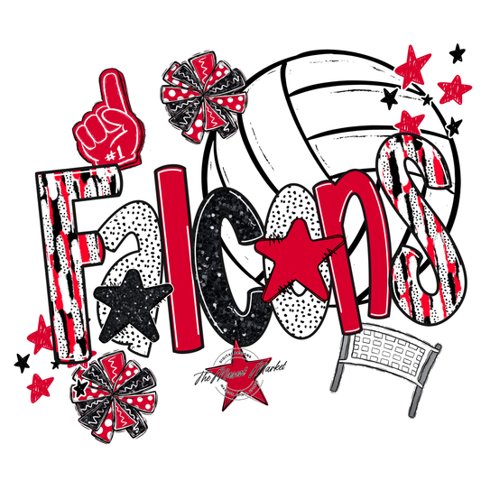 Falcons Volleyball Scrape-Red