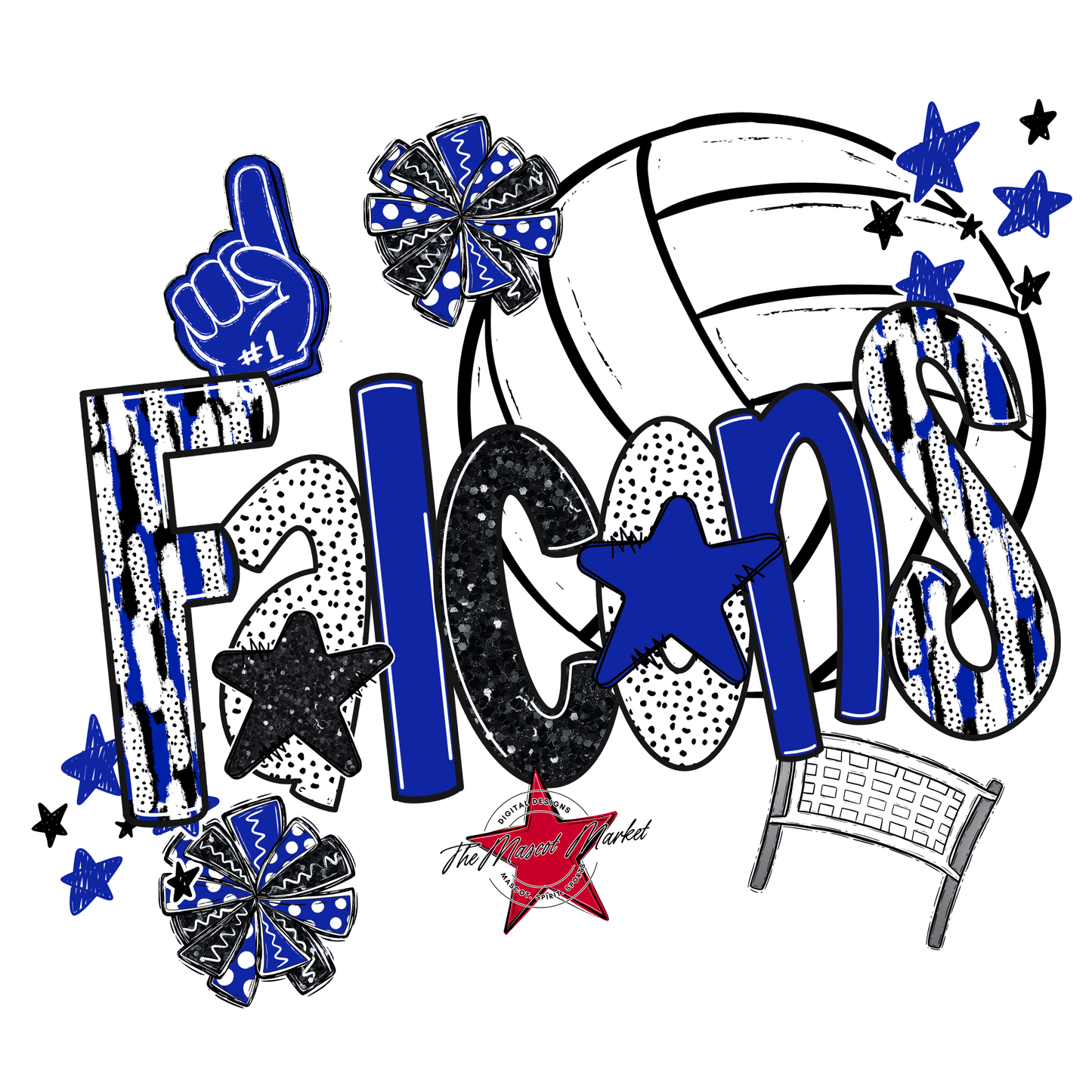 Falcons Volleyball Scrape-Royal Blue