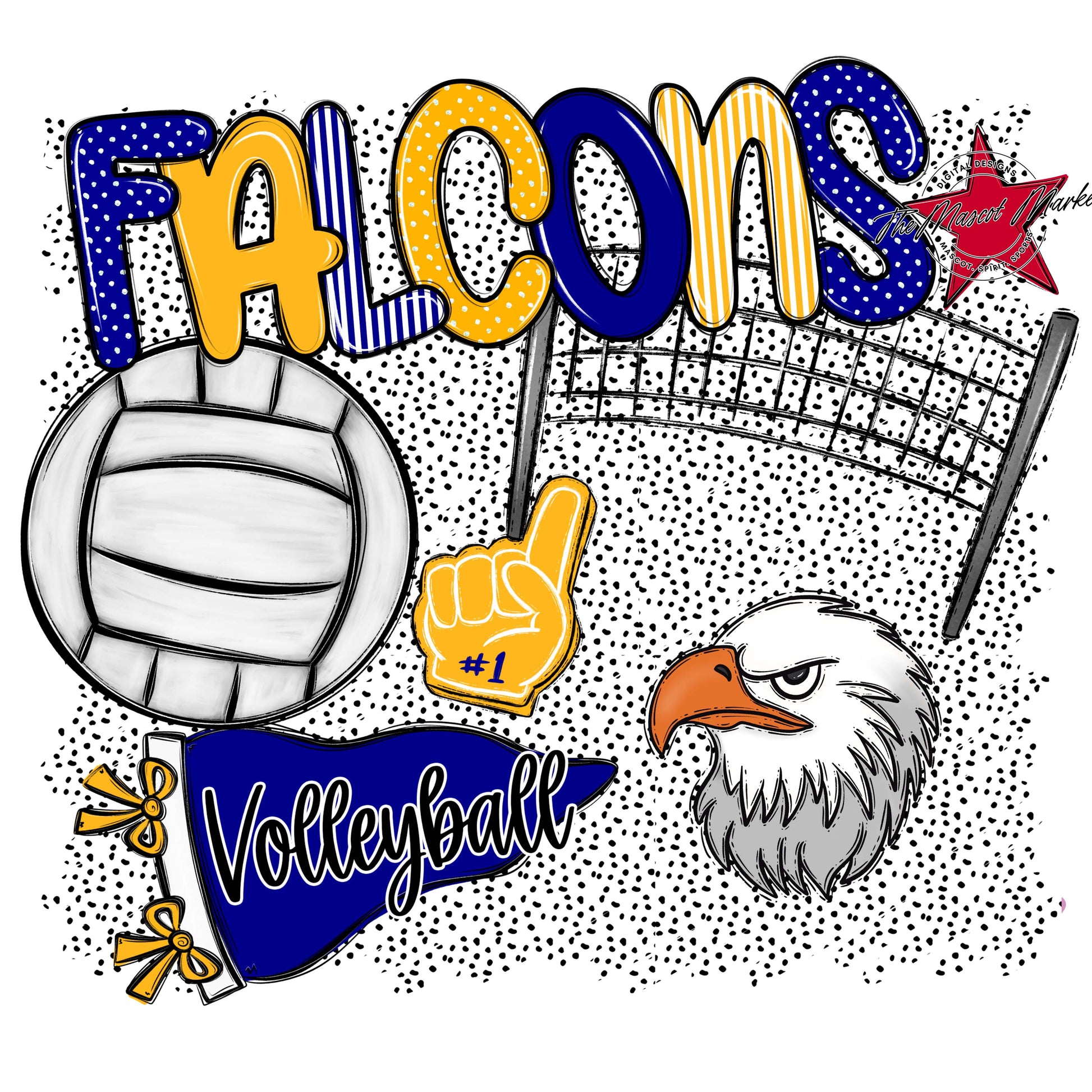 Falcons Volleyball Spirit-Blue & Yellow
