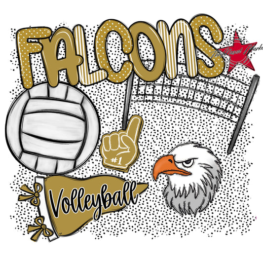 Falcons Volleyball Spirit-Gold