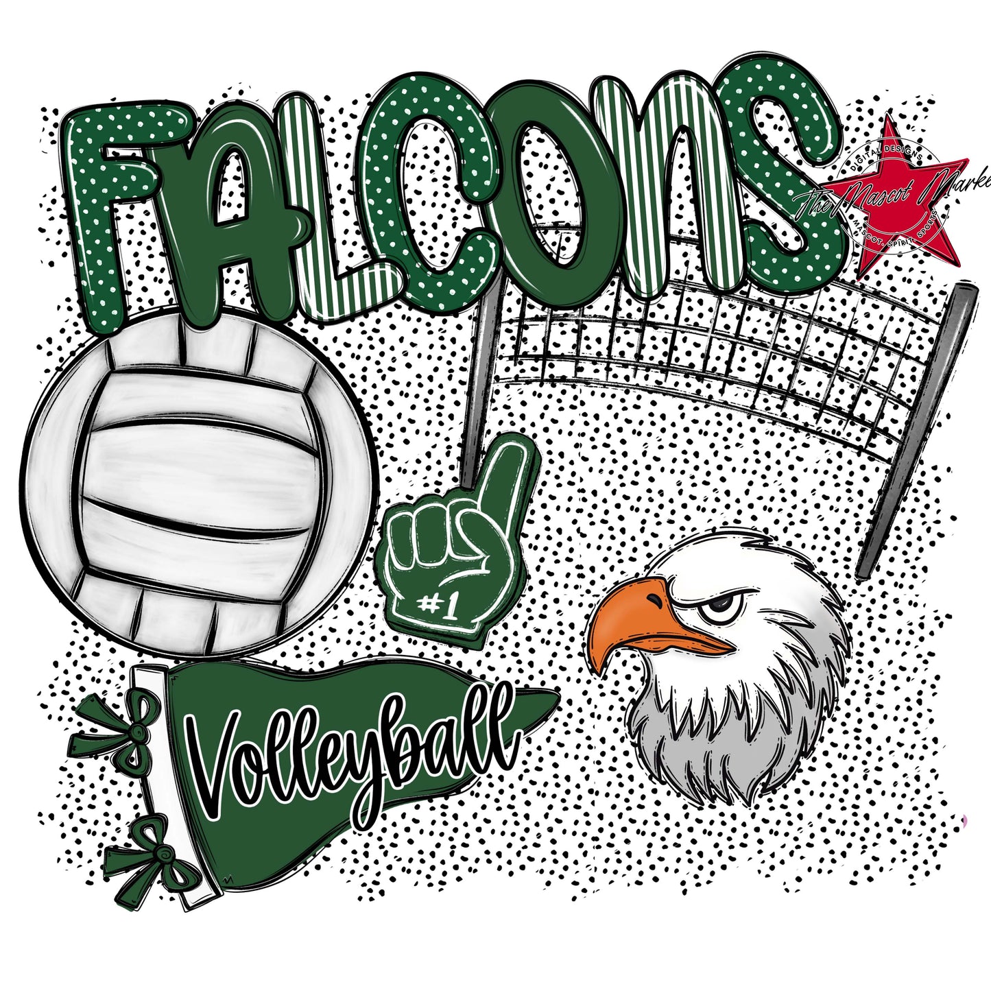Falcons Volleyball Spirit-Green