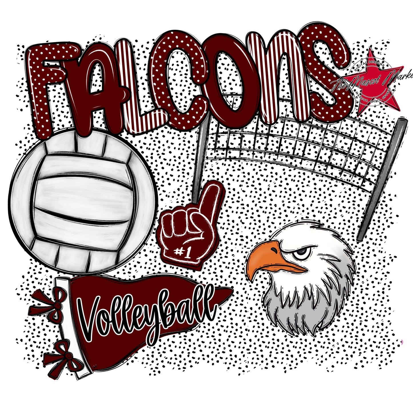 Falcons Volleyball Spirit-Maroon