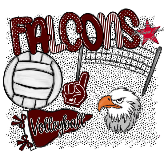 Falcons Volleyball Spirit-Maroon