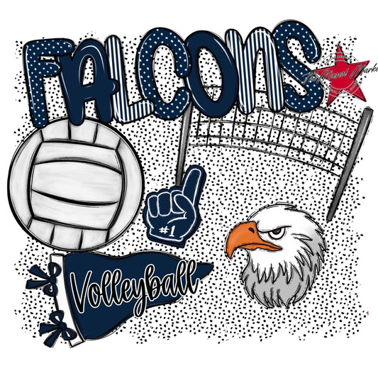 Falcons Volleyball Spirit-Navy