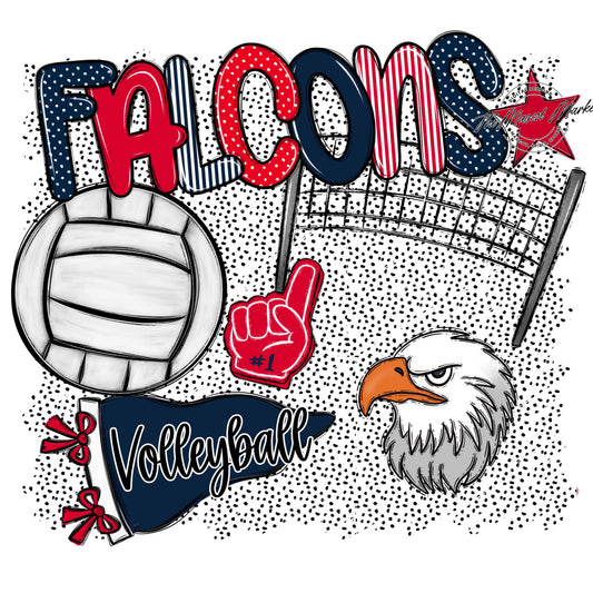 Falcons Volleyball Spirit-Navy & Red