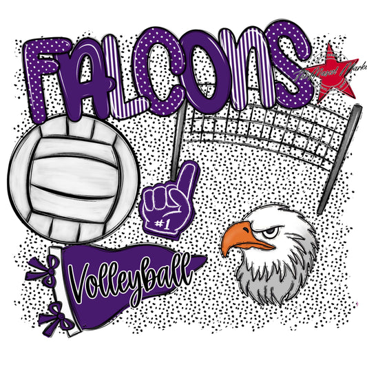 Falcons Volleyball Spirit-Purple