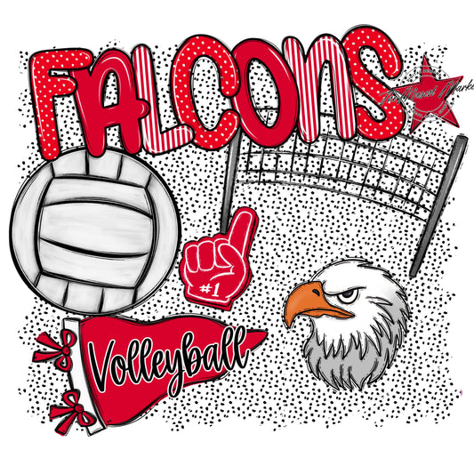 Falcons Volleyball Spirit-Red