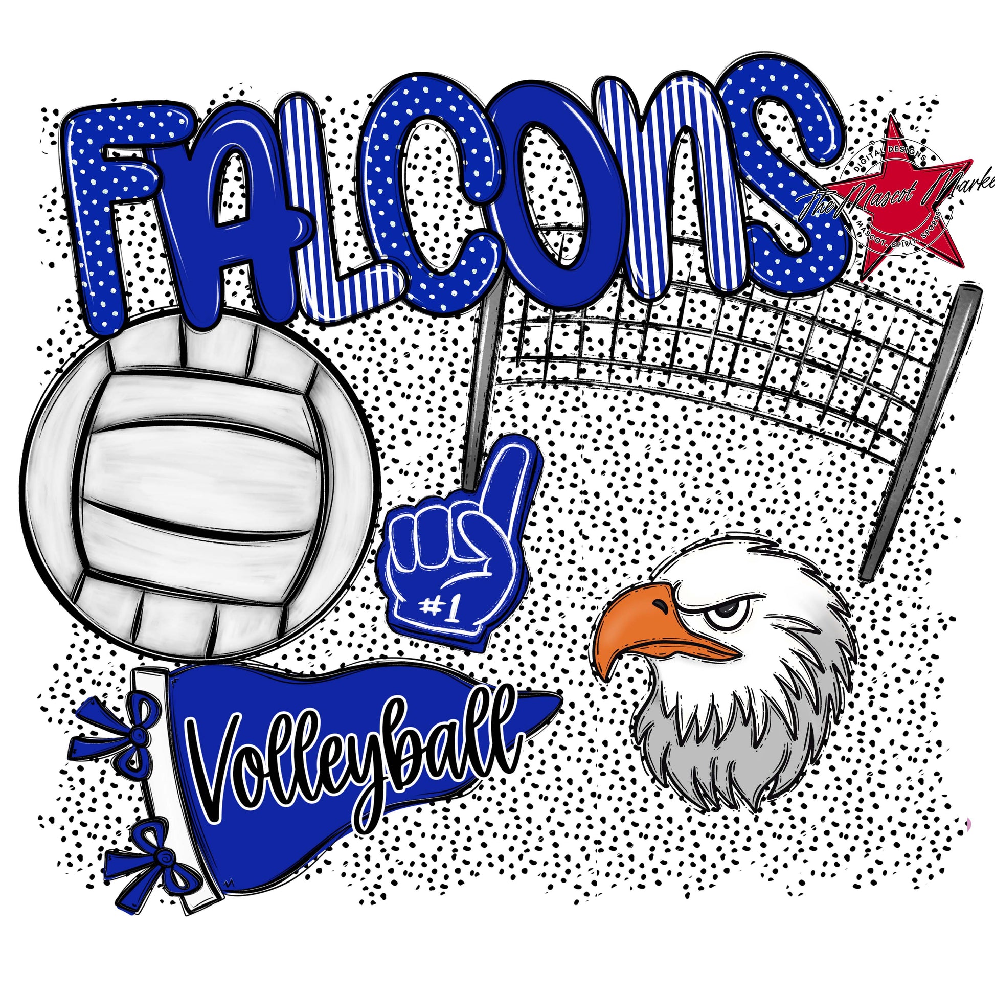 Falcons Volleyball Spirit-Royal Blue