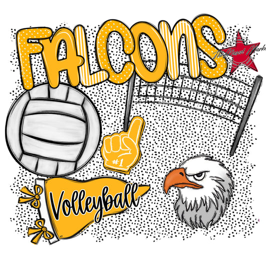 Falcons Volleyball Spirit-Yellow