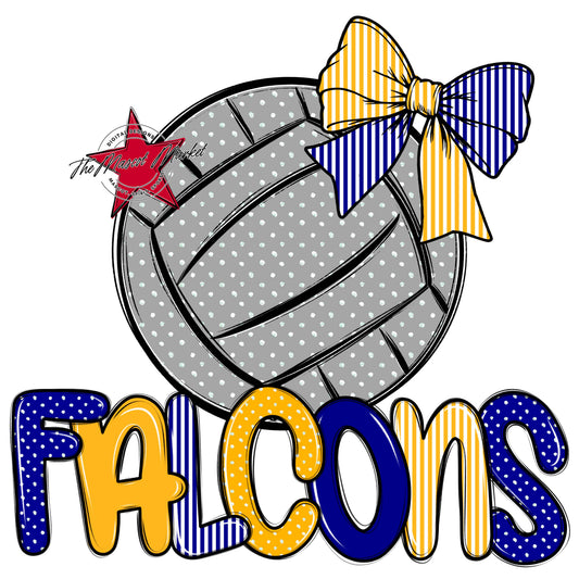 Falcons Volleyball Spirit Design-Blue & Yellow