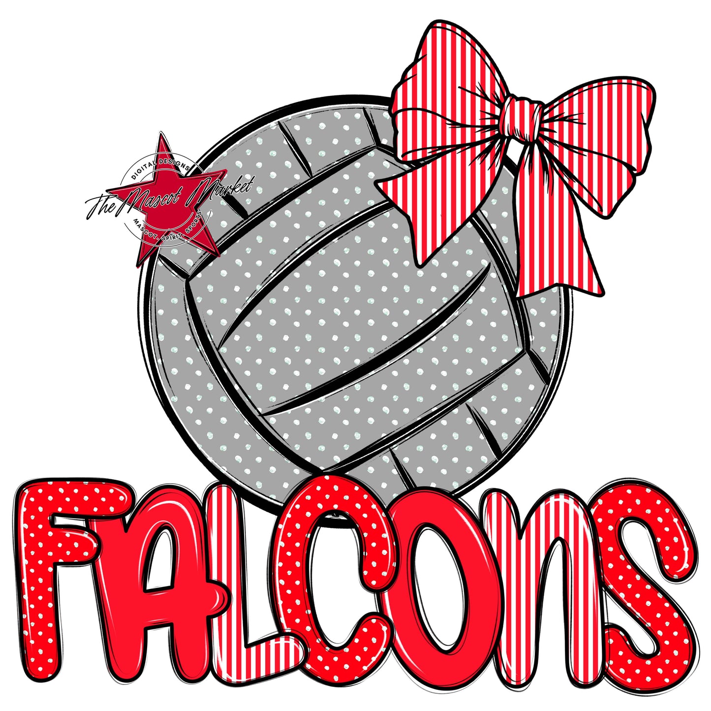 Falcons Volleyball Spirit Design-Bright Red