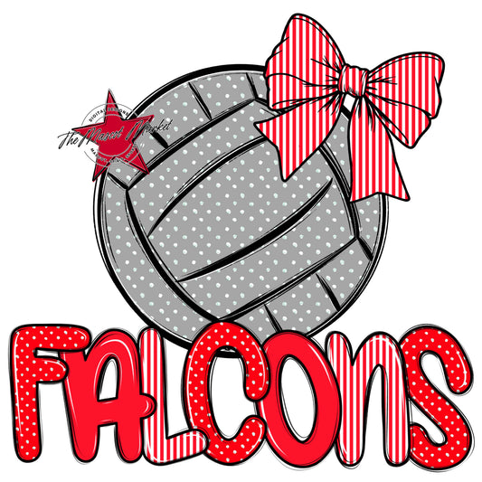 Falcons Volleyball Spirit Design-Bright Red