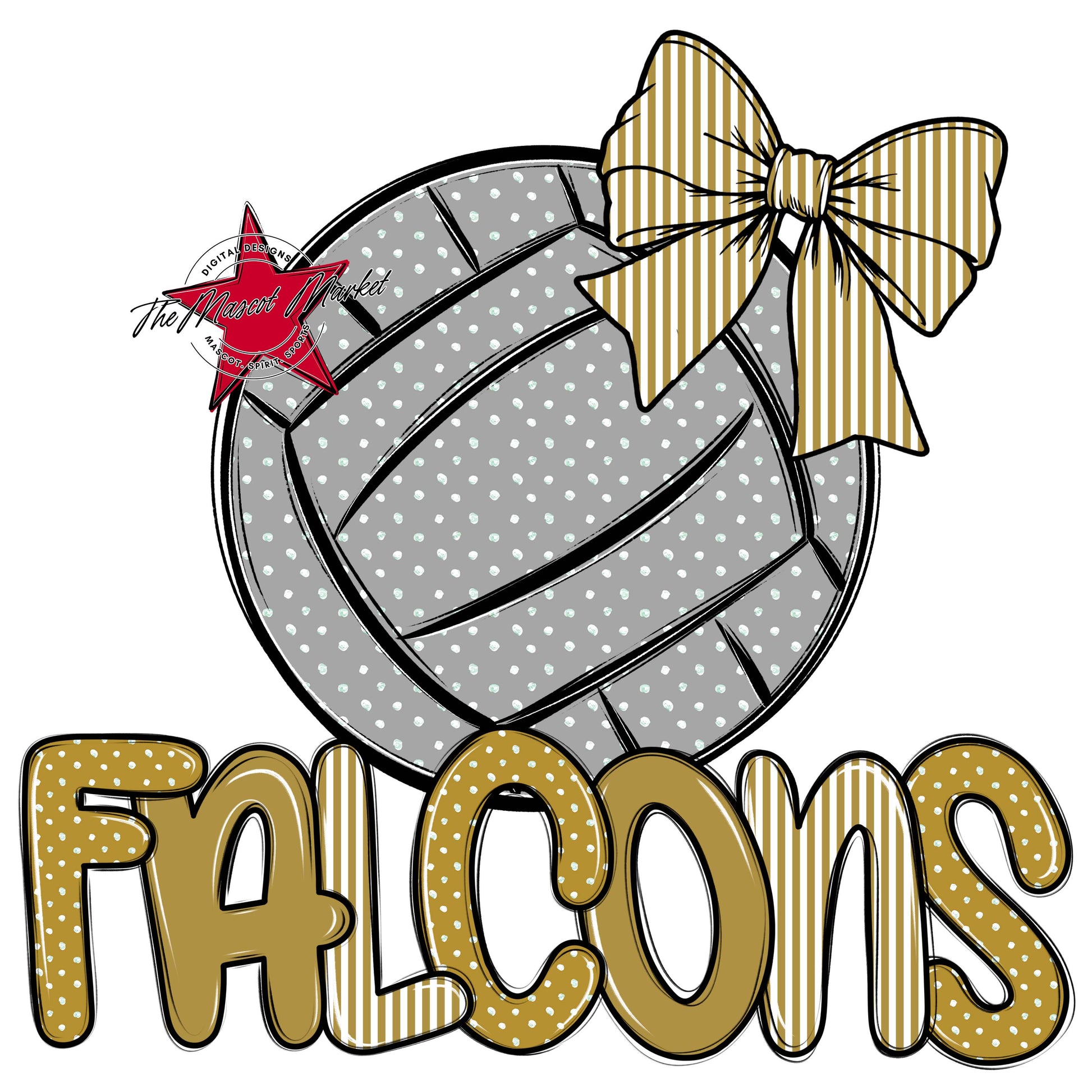 Falcons Volleyball Spirit Design-Gold