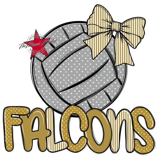 Falcons Volleyball Spirit Design-Gold