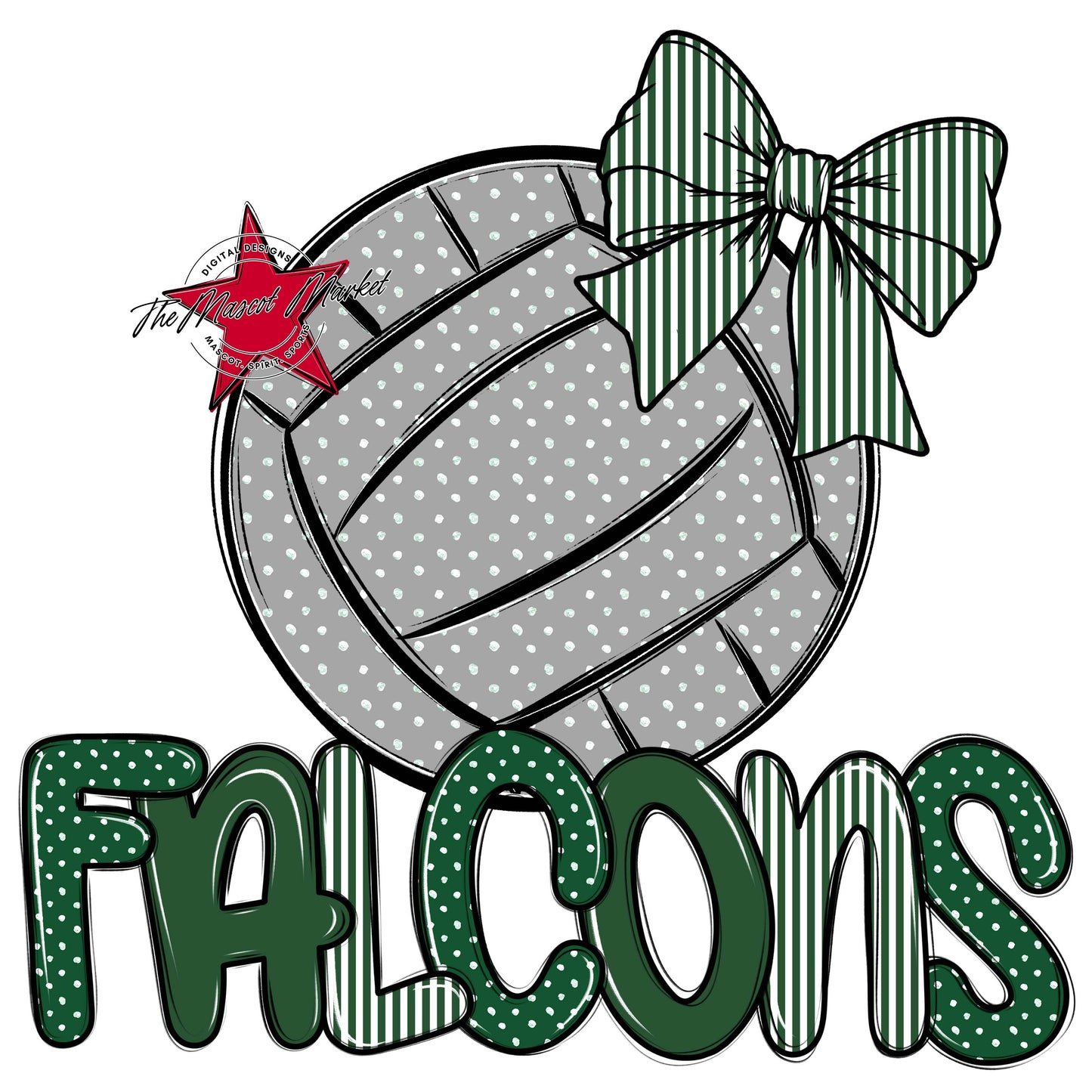 Falcons Volleyball Spirit Design-Green