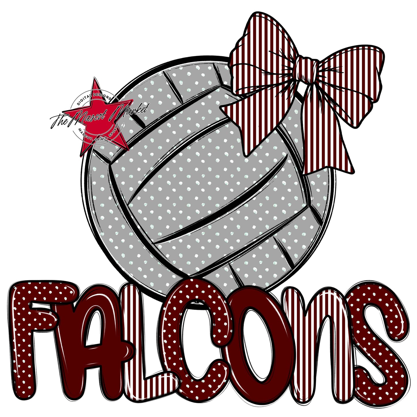 Falcons Volleyball Spirit Design-Maroon