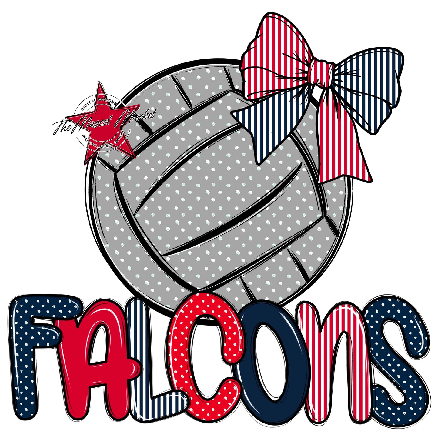 Falcons Volleyball Spirit Design-Navy & Red