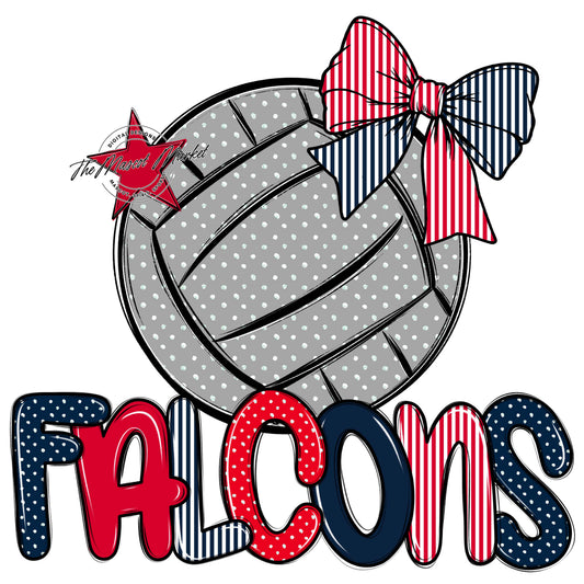 Falcons Volleyball Spirit Design-Navy & Red