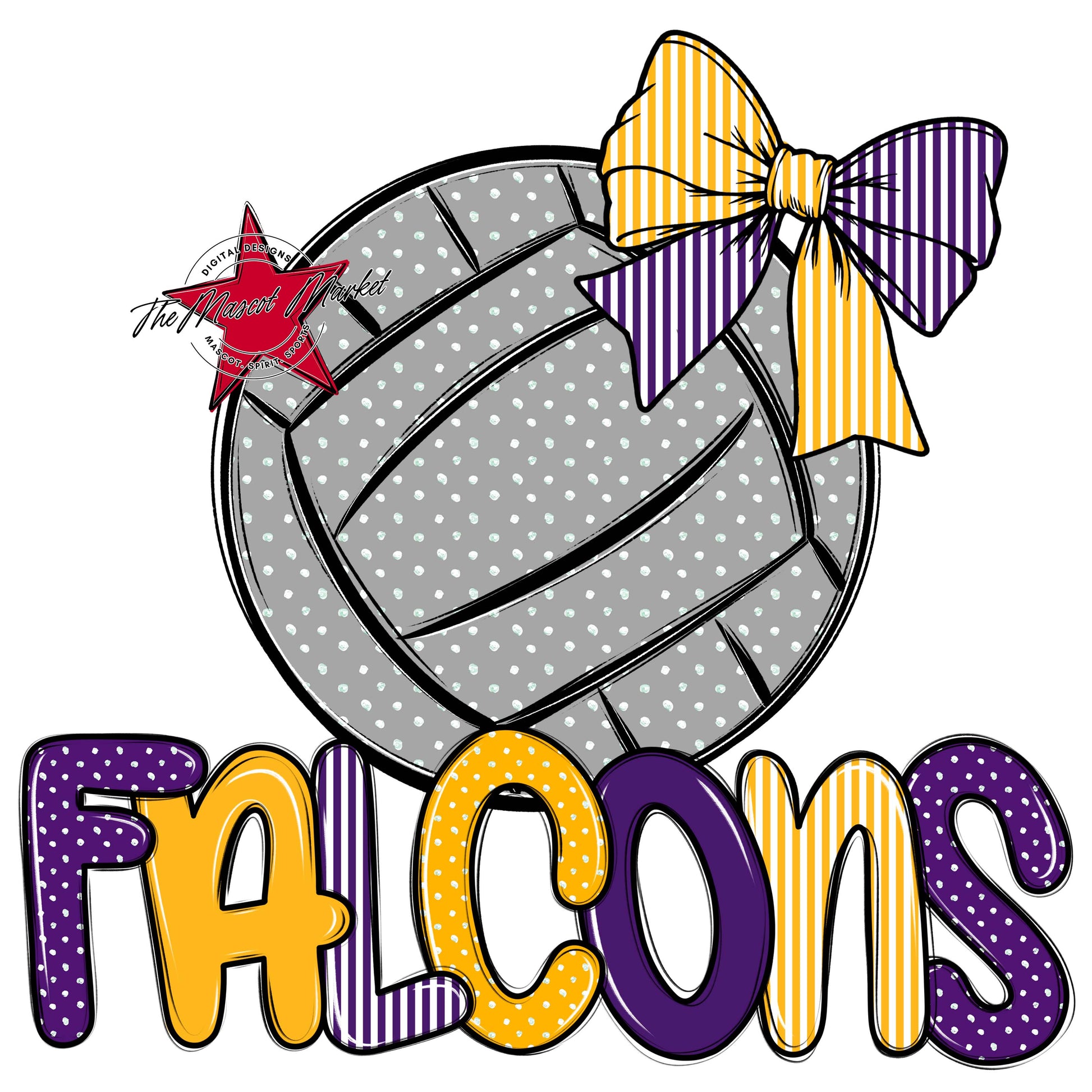 Falcons Volleyball Spirit Design-Purple & Yellow