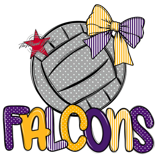 Falcons Volleyball Spirit Design-Purple & Yellow