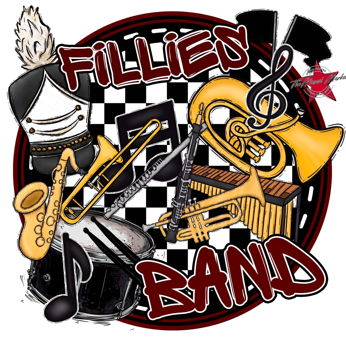 Fillies Circle Band Design-Maroon