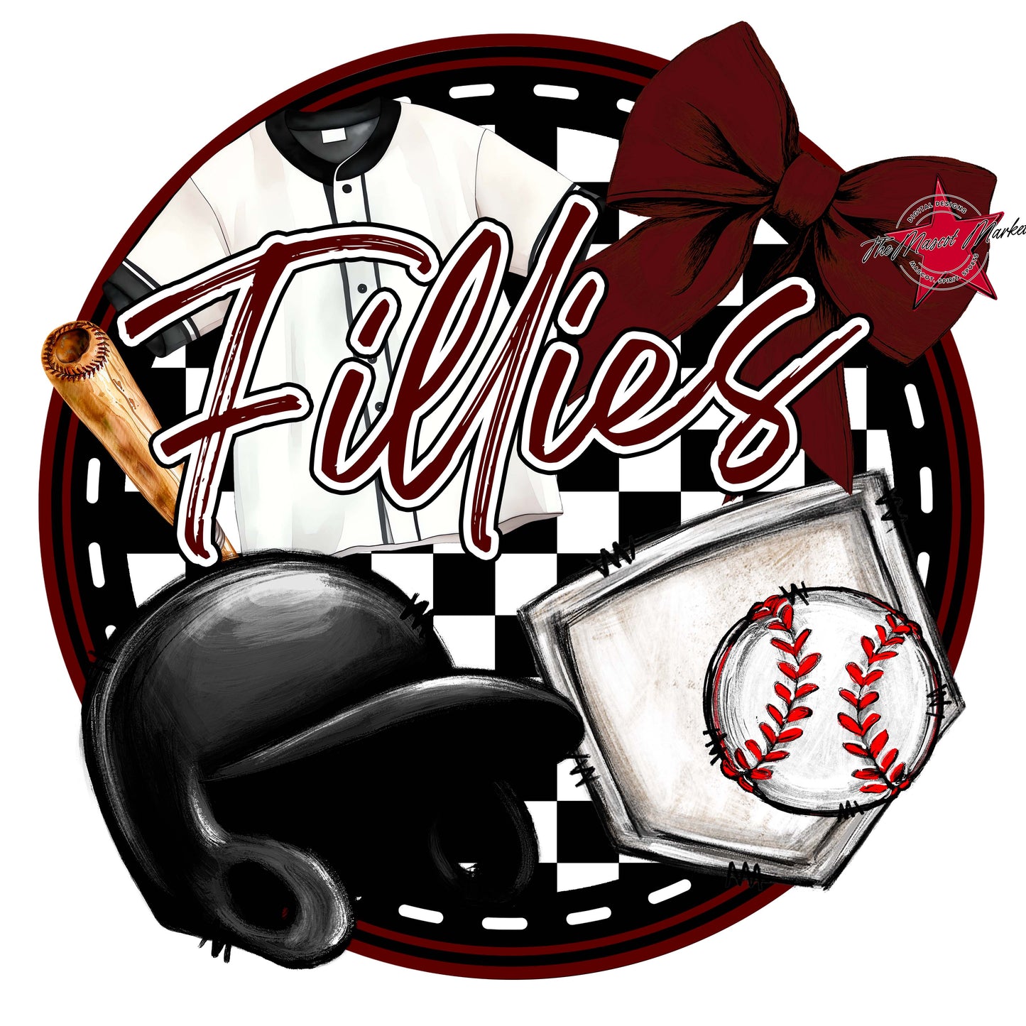 Fillies Circle Baseball Design-Maroon
