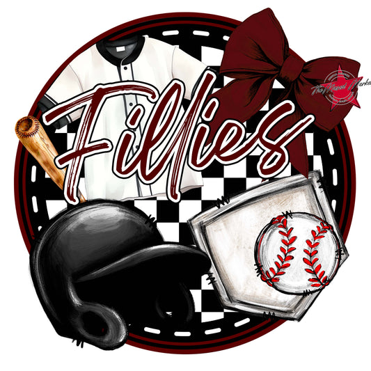 Fillies Circle Baseball Design-Maroon