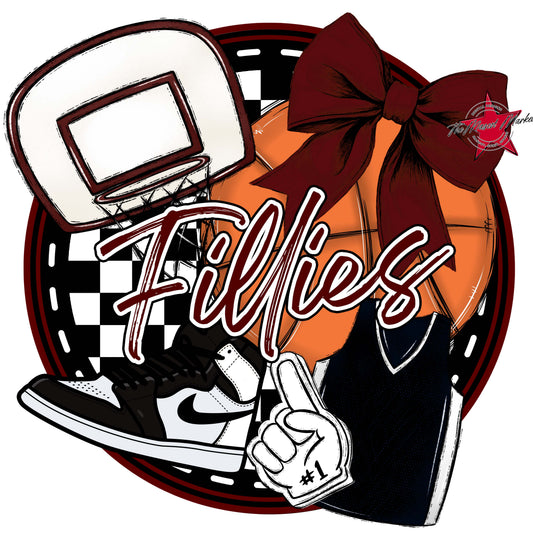 Fillies Circle Basketball Design-Maroon
