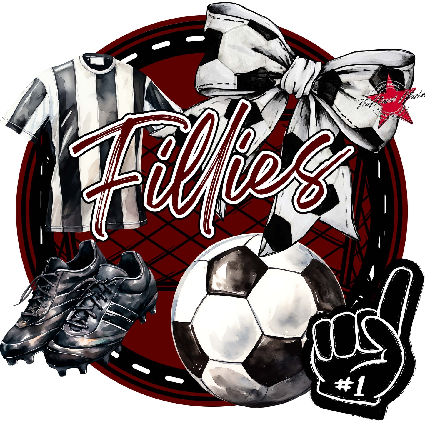 Fillies Circle Soccer Design-Maroon