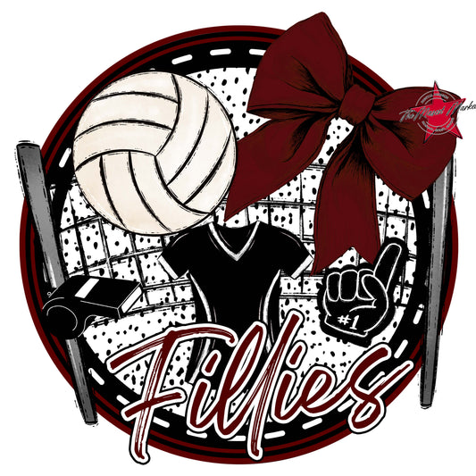 Fillies Circle Volleyball Design-Maroon